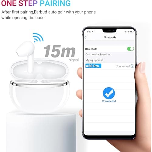 LUPO Wireless Earbuds Bluetooth in Ear Headphones, Noise Cancelling Mic, 48H Playtime TWS Bluetooth 5.0, Charging Case, In-Ear buds, IPX6 Sweatproof with built-in Mic for iPhone/Android - ORANGE — view 6