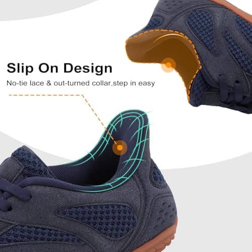 JOINFREE Barefoot Shoes for Men Wide Fit Walking Shoes Slip On Trainers Zero Drop Minimalist Shoes Lightweight Breathable Gym Training Casual Trainers for Daily Wear Navy Blue Size 9 — view 3