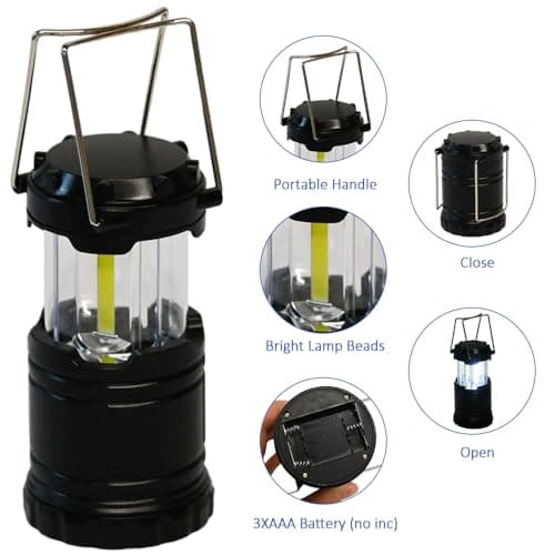 Ram® 2 x Portable Camping Lantern Battery Operated LED Camp Tent Hiking Emergency Outdoor Hanging Light with Foldable Hooks — view 3
