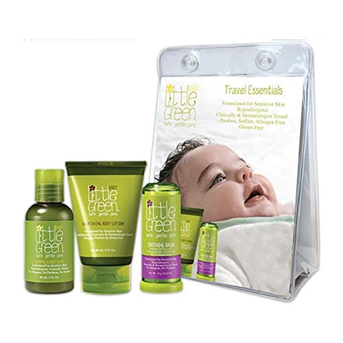 Little Green Cares Baby - Shampoo and Bath Body, Body Lotion, Soothing Conditioner - Ideal for Newborns 0-3 Years - Travel Set - 3 Pieces - Non-Toxic and Hypoallergenic, Perfect for Sensitive Skin