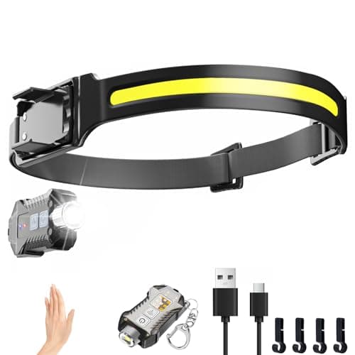JIASESCS Head Torch Rechargeable,2 in 1 Detachable Mini Headtorch 9 Modes