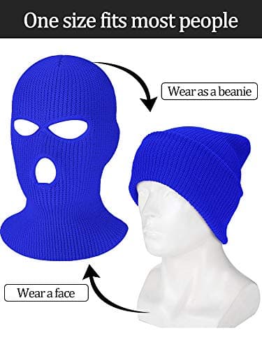 Geyoga 3 Hole Knitted Full Face Ski Mask Winter Balaclava Warm Full Face Cover Thermal Skiing Mask for Men Women Sport Outdoor(Kid Size,Royal Blue) — view 6