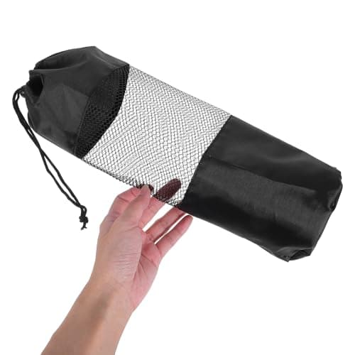 Tofficu Yoga Mat Mesh Drawstring Storage Bags 3pcs Black Canvas — view 4