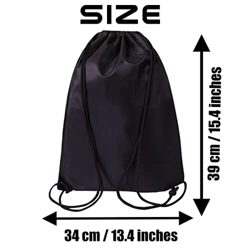 SAWANS Drawstring Bags Gym Swimming School Sports Bag Unisex 1PCS Trainer String Bag Sack Backpack PE Bags for Women Men Children Travel Beach Kids Boys Girls Outdoor Shopping (Black 1pc) — view 2