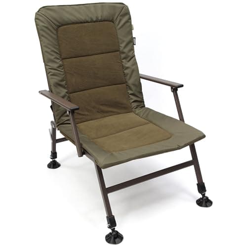 Foldable Fishing Chair with Adjustable Legs, Mud Feet & Armrest, Durable Comfortable Padded Fabric, Compact & Portable, Carp Coarse Anglers, Outdoors Camping — view 3