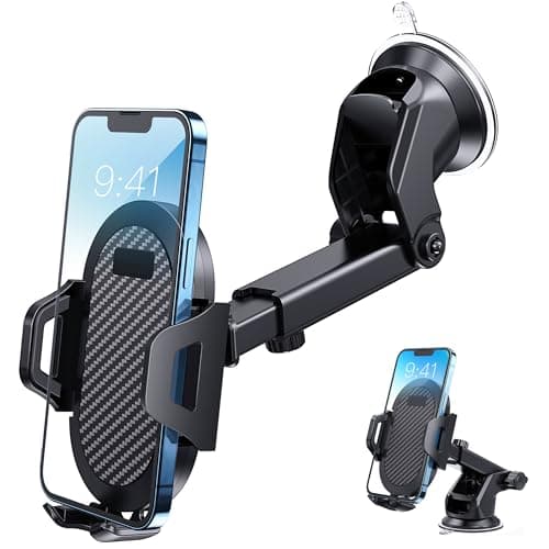 LOLBIU Universal Car Phone Holder Adjustable for Car Windshield, Black