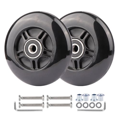 WHEELGOO 2-Pack PU Luggage Suitcase Replacement Wheels Repair Kit w/ABEC-7 Bearings and 6mm Axles for Trolley Carry-on Roller Travel Bag (85 * 24mm)