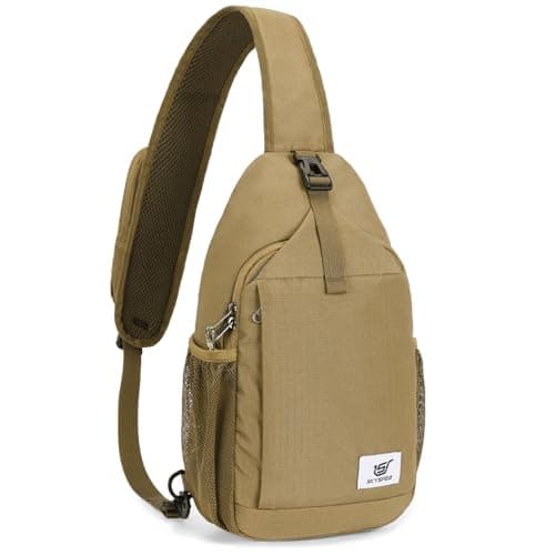 SKYSPER Sling Bag RFID Cross Body Bag Recycled Crossbody Backpack Travel Daypack(Camel)