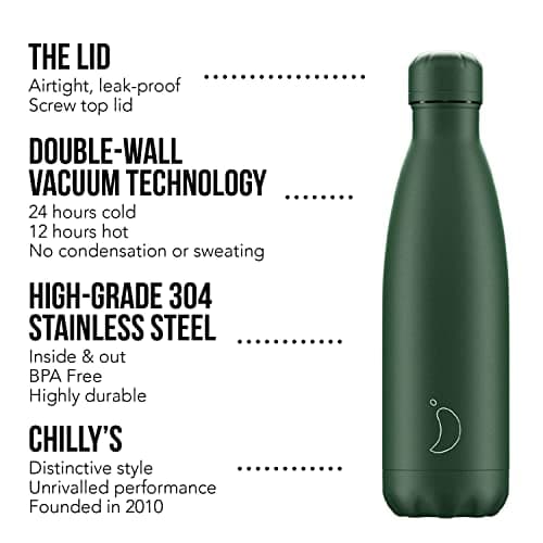 Chilly's Original Water Bottle - Matte - All Green, 500ml — view 3