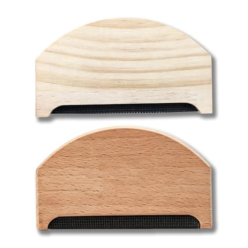 2 Pcs Cashmere Comb Set – 1 Beech Wood Shaver & 1 Solid Wood Lint Remover, Manual Sweater Shaver for Wool, Cashmere, Knitwear, Scarves – Portable De-Pilling Tool for Bobbles & Pilling