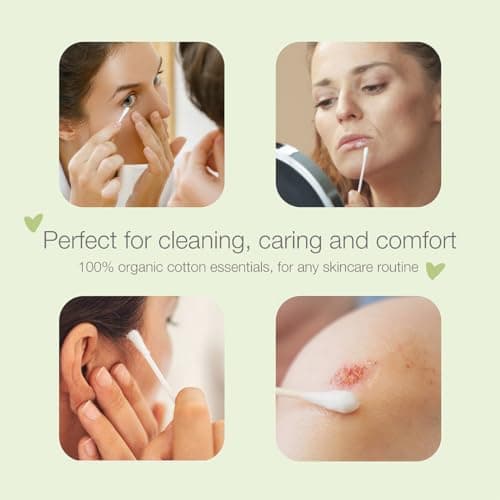 Simply Gentle Organic, Cotton Buds - 100% Organic Cotton & FSC Paper Stems - for Cleaning Delicate Areas Around Eyes and Outer Ears - Eco Friendly & Biodegradable - 200 Buds — view 2