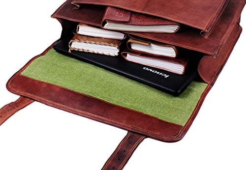 HULSH Leather Laptop Bags for Men Full Grain Leather Messenger Bag Leather Briefcase Computer Satchel Crossbody Shoulder Bag (Medium) — view 4