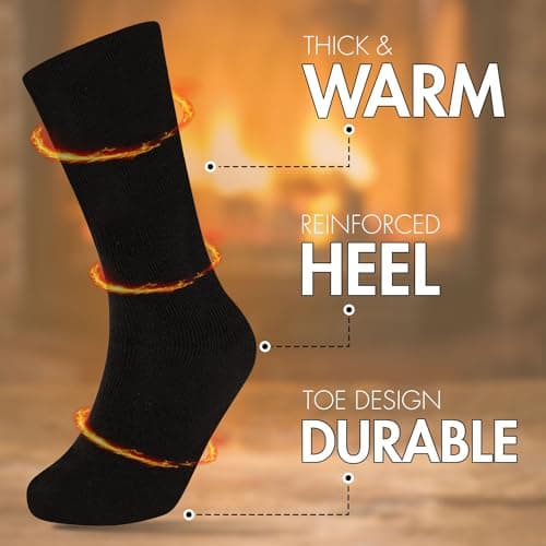 HiFEN® 3 Pairs Multipack Mens Extra Thick Warm Thermal Socks Black Heated Boot Socks — view 2
