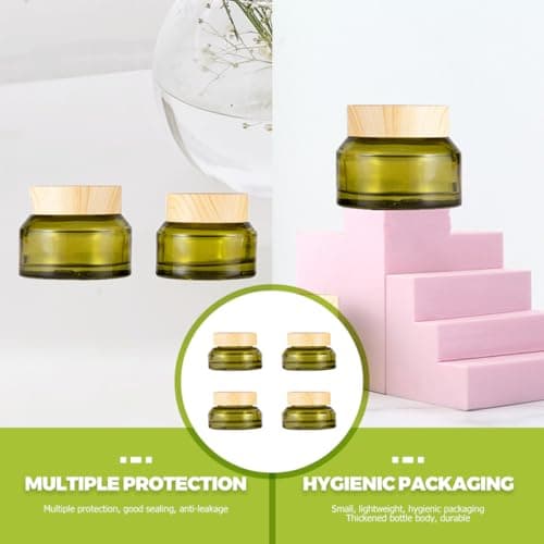 NUOBESTY 5pcs Refillable Travel Cream Jars 15g Small Glass and Pp Containers with Lids for Storing Lotion and Cosmetics for Christmas and New Year Travel Random Color — view 5