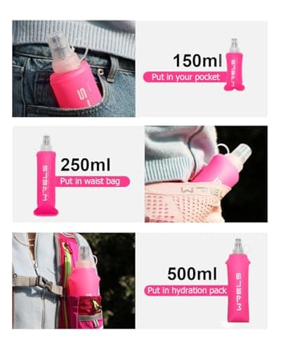 WRELS Folding Soft Flask Portable Collapsible Running Lightweight Water Bottle for Outdoor Sports,Travel with Mouthpeice Cover(150ml-2 Packs) — view 5