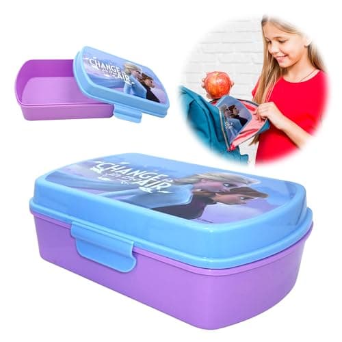 SRV Hub Kids Frozen Lunchbox Reusable Sandwich Box BPA-Free Plastic Leak Proof Snack Box Kid Food Storage Containers Back to School Picnic Camping Sports Travel Snacks Gifts 3+ Years – 16cm