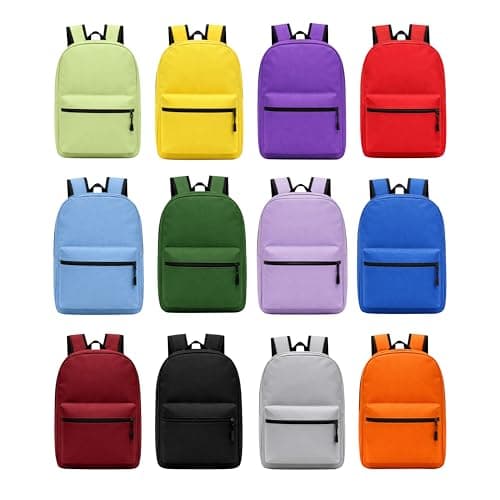 Winterlace 12 Pack Backpack, Bulk 17 inch Lightweight Corporate Event Work Outdoor Travel Zippered Bag, Assorted, 6 x 12 x 17 inches, Modern