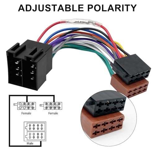 Hoembpn Car Radio ISO Adapter Cable 16 Pin ISO Wiring Harness Connector Adaptor Car Stereo Radio Loom Universal+DIN Plug Power Audio Antenna Adapter Kit Compatible with Audi/BMW/VW — view 5