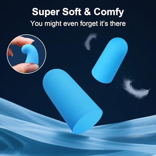 Foam Ear Plug for Sleeping, HOYIO 5 Pair 35dB Soft Earplugs for Noise Cancelling Hearing Protection Soring Blocking, Holiday Travel Cruise Flight Backpacking Work Study Essentials, Disposable, Blue — view 3