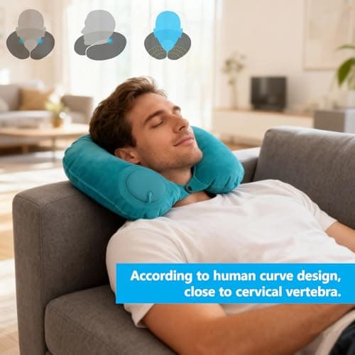 Travel Pillow for Airplane, 3 Pcs Inflatable Neck Pillows with 360° Support — view 5