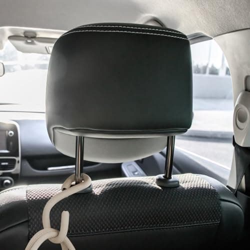 Outanaya Portable Car Headrest Hooks Flexible Hanging Organizer for Handbag Purse Coat Beige Adjustable Vehicle Storage for Rv Interior and Travel Accessories — view 5