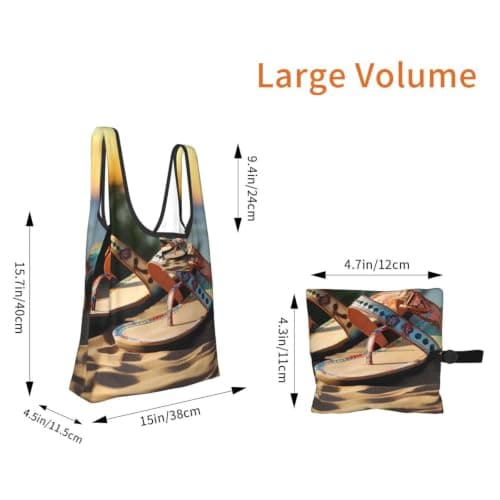 POCUK Summer Beach Sandals Fold Eco-Friendly Shopping Bags Daily Reusable Grocery Tote Bags Compact — view 5