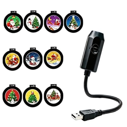 Mini Halloween Christmas Projector Lamp with HD Lens and Flexible Gooseneck