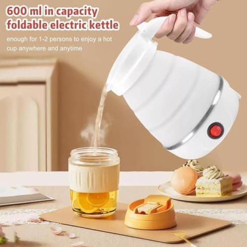 Collapsible Travel Kettle To Take On Holiday | Foldable Camping Kettle, Fast Boiling, Silicone Material | Compact Mini for Backpacking, Hotels, & Outdoors (White) — view 2