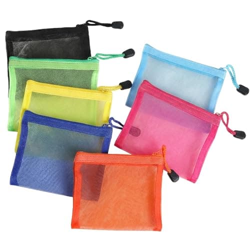 7PCS Small Zip Pouch Set, Portable Mini Cosmetic Bag & Travel Toiletry Pouch, Multicolor Canvas Coin Purse & Accessory Organizer for Handbag, Daily Toiletry Bags for Women & Girls (7)
