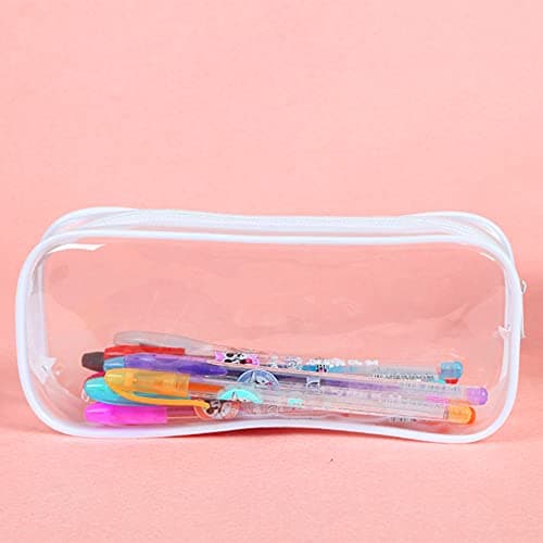 CHEERYMAGIC Clear Pencil Bag, Clear Exam Pencil Case, Waterproof PVC Zippered Comestic Storage Pouch Travel Luggage Pouch Make up Cosmetic Bag (White) — view 4