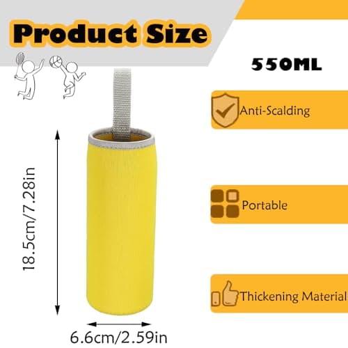 Water Bottle Sleeve Neoprene Pouch for Outdoor Hiking Travel, 550ml Yellow — view 2