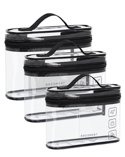 BAGSMART 3pcs Clear Toiletry Bag TSA Travel Essential for Makeup Liquids