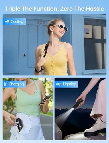 JISULIFE 3 IN 1 Portable Fan with Power Bank & Flashlight Featured — view 2
