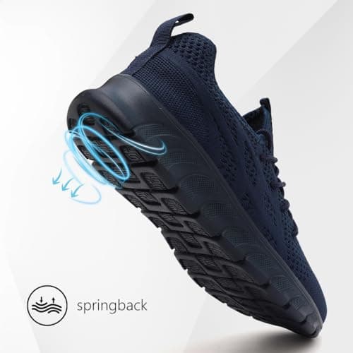 LANGFEUU Mens Trainers Breathable Lightweight Non-Slip Dark Blue UK Size 8 — view 5