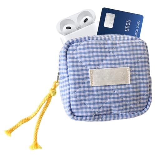 Small Cosmetic Bag Portable Multipurpose Square Check Design — view 6