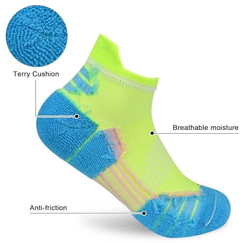 ouhos 5 Pairs Womens Cotton Cushioned Trainer Socks UK Size 4-7, Low Cut Breathable Anti-Friction Sports Ankle Socks for Running Gym Fitness — view 5