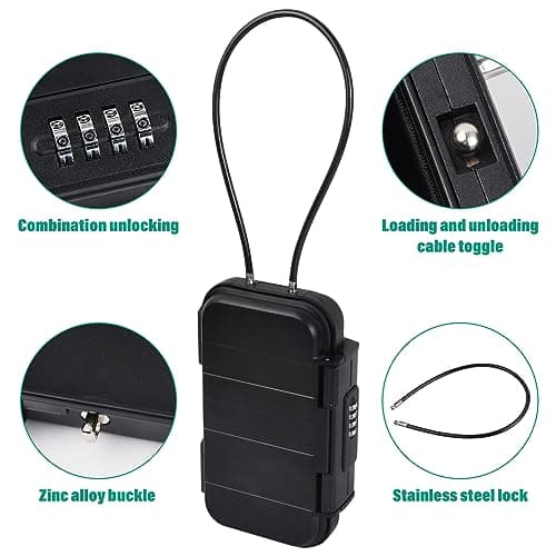 Portable Safe Box with Code, Waterproof Combination Security Case Lock Box, Travel Outdoor Key Safe Storage, Anti Theft Mini Lockable Box with Removable Wire Rope for Beach Dormitory Cars Travel Hotel — view 5