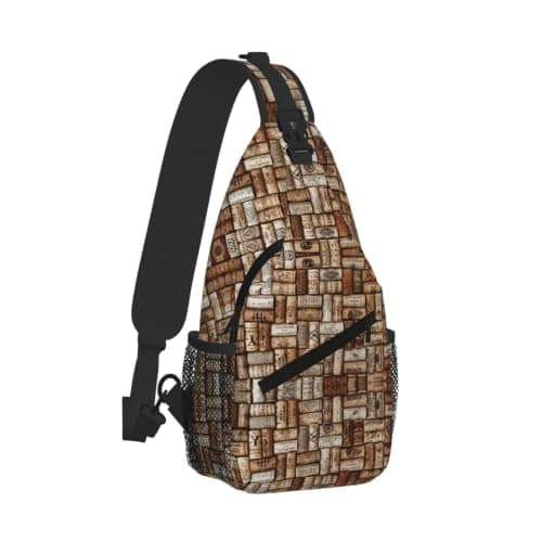 Longzehao Wine cork Print Sling Bag Small Crossbody Backpack Chest Shoulder Bag Travel Hiking Daypack
