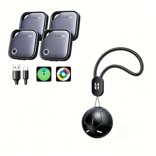 UGREEN FineTrack Duo (4 Pack) Bluetooth Tracker for iOS & Android, FineTracker Soccer Ball Design (iOS Only) Bluetooth Tracker for Wallet, Luggage & Suitcase