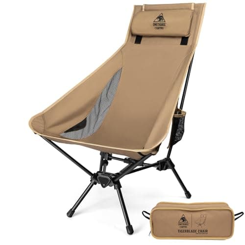 OneTigris Tigerblade High Back Camping Chair with Pillow Design, Comfortable Widened Seat Folding Chair