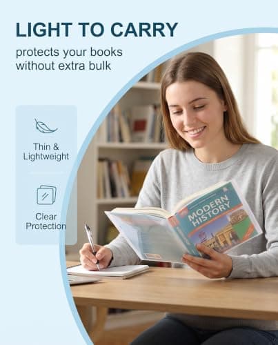 XUKZIMA A4 Clear Plastic Book Cover Protectors, 10-Pack Crystal Clear Sleeves Heavy-Duty PVC Reinforced Edges Shield Books & Docs from Spills & Wear Maintain Crisp Readability — view 5