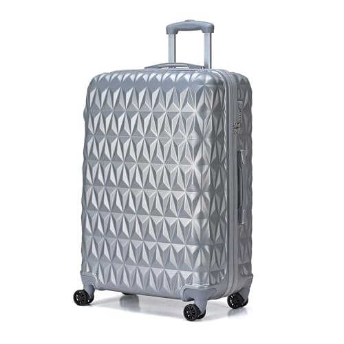 CMY Suitcase Medium Size Lightweight Hardshell Luggage 4 Dual Spinner Wheels Trolley Suitcase 24" Hold Check in Luggage 3 Digit Combination Lock Business Trip (Silver, 24 inches)