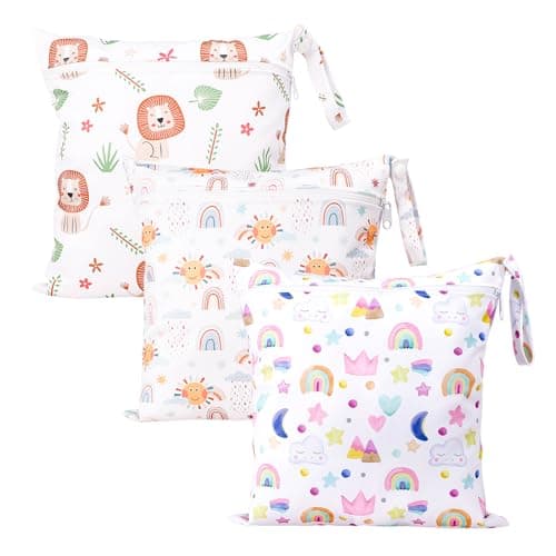 GSrenyu 3 Pcs Wet Bag Waterproof Wet Dry Bags, Reusable Nappy Bag Organiser