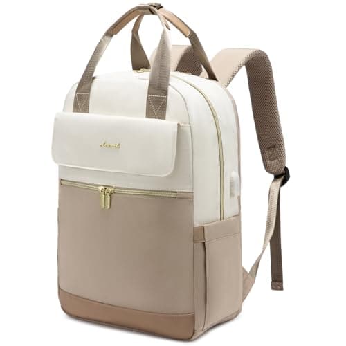LOVEVOOK Backpack Womens, 15.6 Inch Fashion Laptop Rucksack Bag for Ladies, Lightweight Computer Backpack Work Bag with USB Port, Casual Daypacks Back Pack for School Uni Travel, Beige Khaki