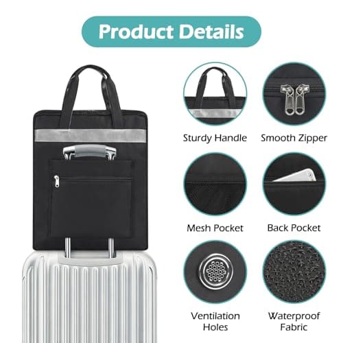 Shoe Bags for Travel with Handle, Travel Shoe Bags for Packing, Portable Shoes Storage Bag Organizer, Travel Luggage Shoe Bag for Women Men Holds 6 Pair of Shoes (Black) — view 4