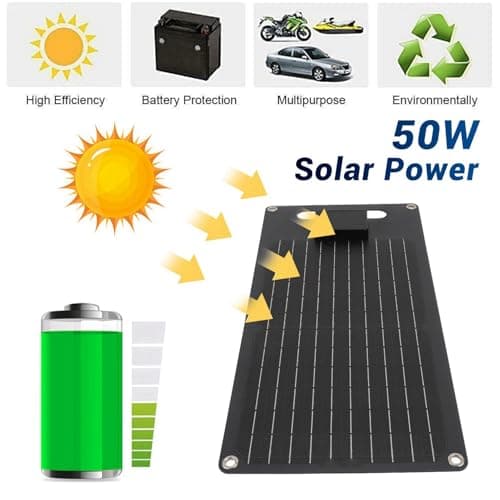 Tissting Solar Panel Kit 50W 12V Flexible Monocrystalline Solar Panel — view 3