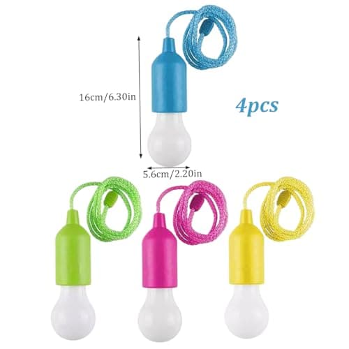 StaZamor 4PCS Portable Hanging Battery Operated LED Pull Cord Light Bulb, Camping Lamp for Party, Weddings, Festivals, Child Room Decoration (Not Included) — view 6