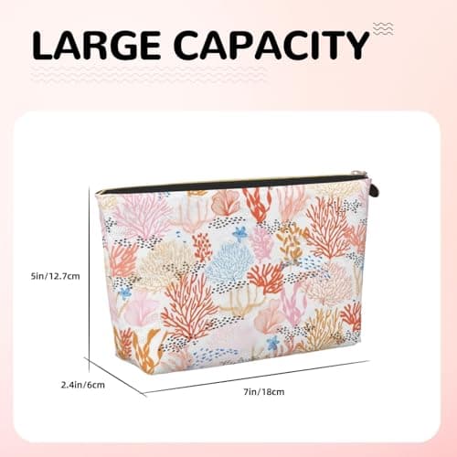 Gold Leather Travel Toiletry Bag – Reusable Coral Reef Print Storage Bag, Toiletry Shaving Kit for Daily Use, Vacation — view 5