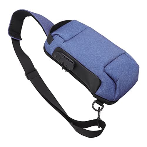 NinGYiYan Anti Theft Chest Bag,for Outdoor Travel,with Combination Lock,Headphone Hole, Fabric,Comfortable Handle,Multifunctional Pockets (Blue) — view 5