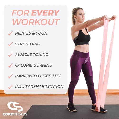 Coresteady Resistance Band For Men & Women - Exercise Band to Build Strength, Flexibility, Muscle & Tone - For Fitness, Stretching, Pilates, Physio & Yoga - With Exercise e-Guide — view 2